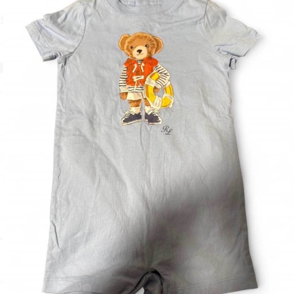 Ralph Lauren Blue Teddy Bear Kids One Piece - Picture 3 of 5